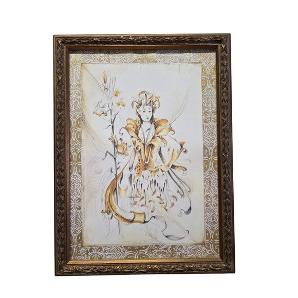 Vintage Bombay Company Framed Tiger Lily Fairy Print Wall Decor Art - Picture 2 of 10